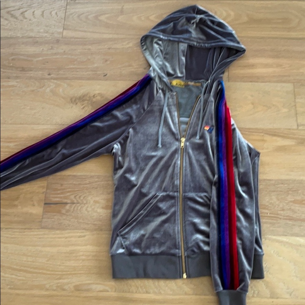 Aviator Nation Grey Zipper Hoodie XS - Picture 2 of 5